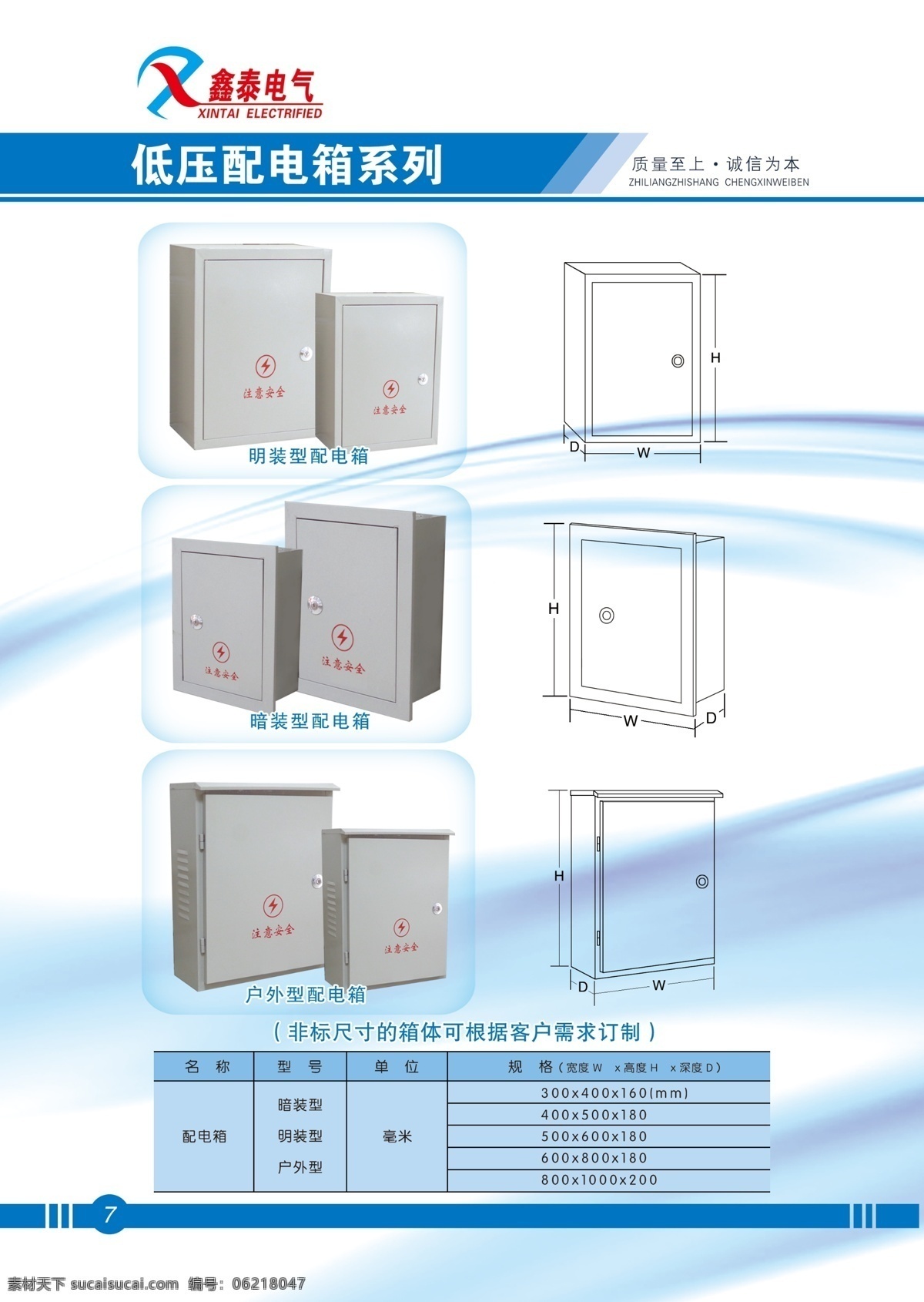 电气设备 配电箱 箱体 轮廓图 尺寸 电气画册