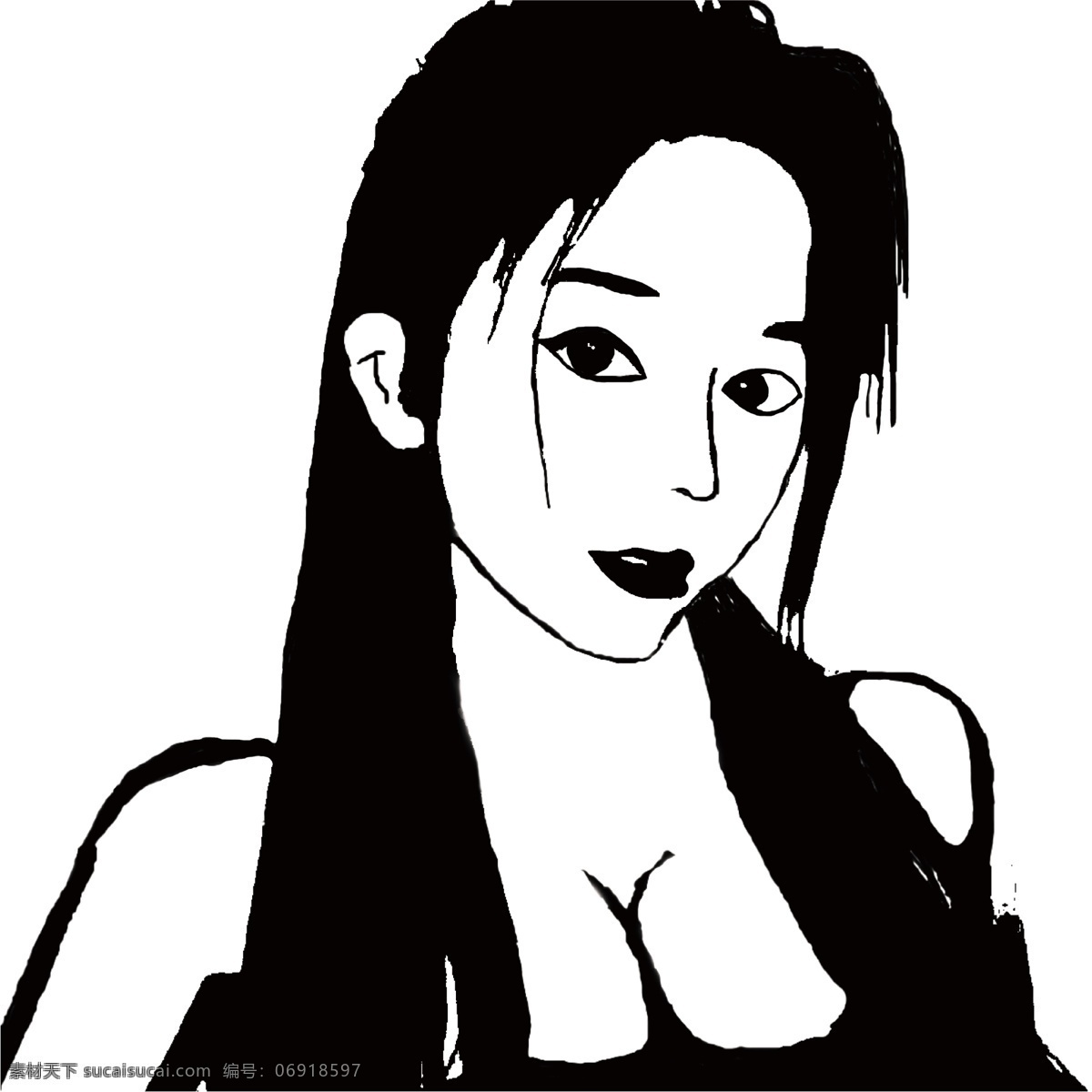 性感女孩素描 性感 女孩 头像半身像 素描 女人 中国女人 动漫动画 动漫人物