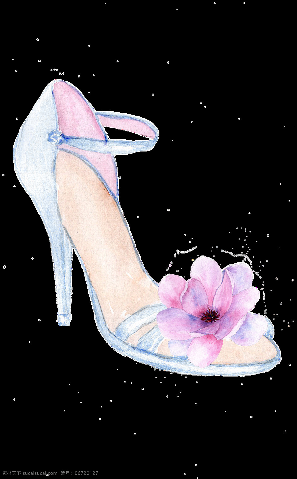 水晶 高跟鞋 卡通 透明 粉花 女人 透明素材 免扣素材 装饰图案