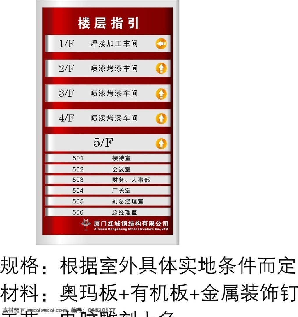 指示牌 红色底 公司 各个 楼层 指引 牌 公共标识标志 标识标志图标 矢量