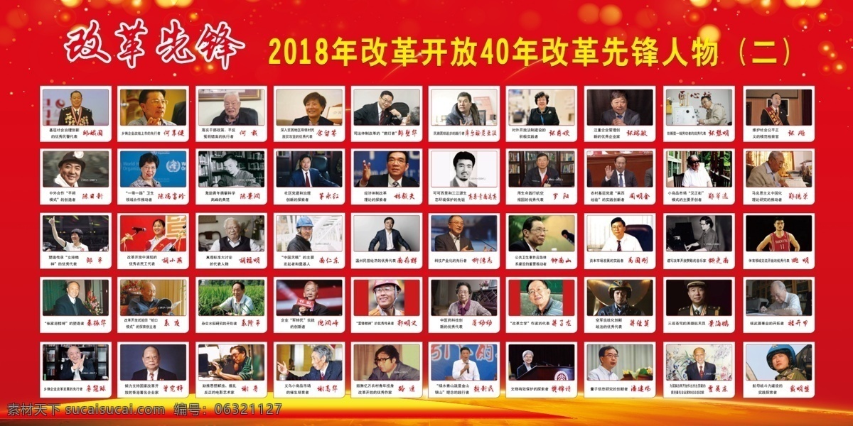 2018 改革 先锋 人物 展板 40年 开放 展板模板