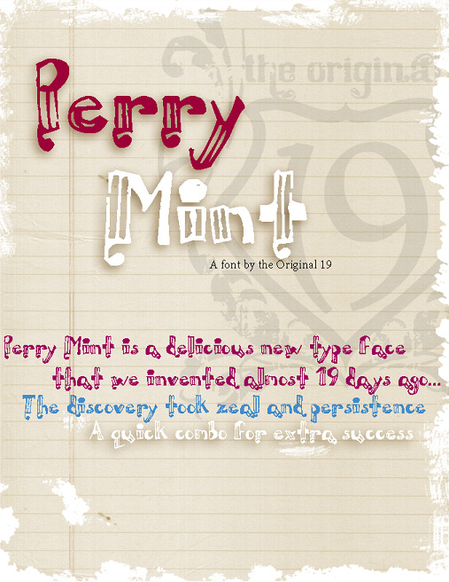 perrymint 字体 原来的19 巴里 bujol ttf truetype opentype 后记 eot 光学传递函数 adobe postscript 白色