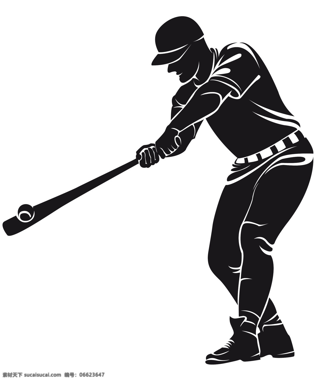 棒球 棒球装备 手绘 运动 棒球棍 棒球帽 人物剪影 轮廓 棒球运动员 体育运动 矢量 文化艺术