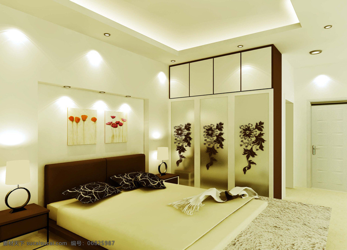 白色 卧房 卧室 家居装饰素材 室内设计