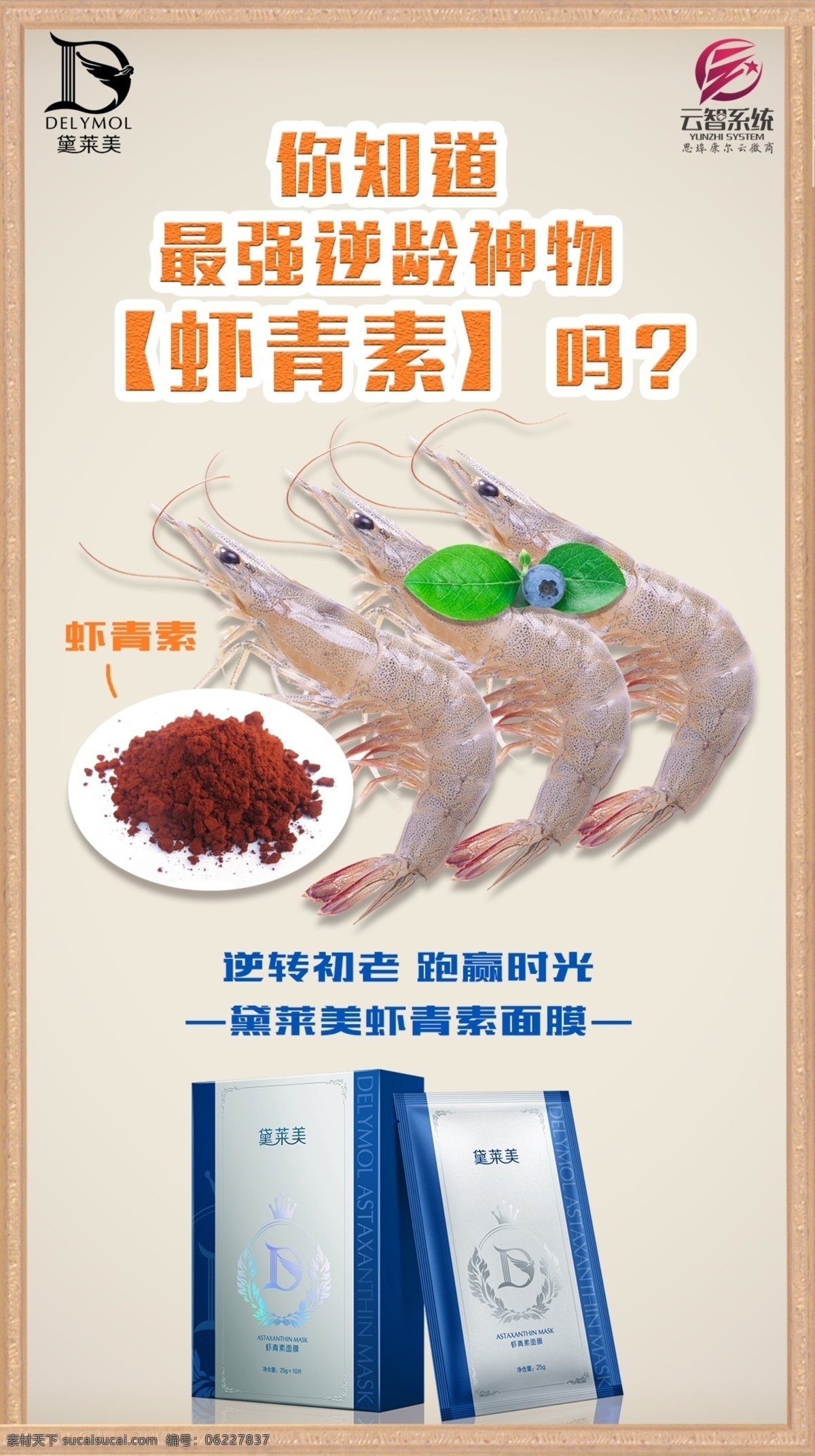 鲜虾面膜海报 鲜虾 海报 虾青素 白色