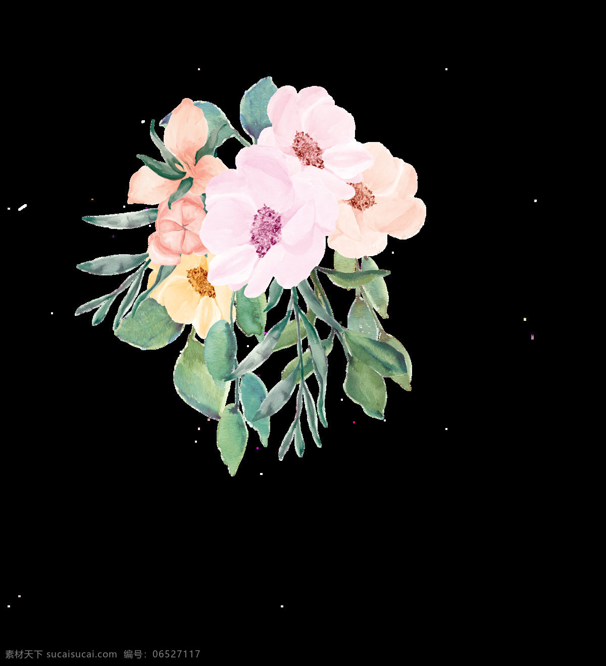 粉色 花朵 水彩 手绘 透明 卡通 透明素材 免扣素材 装饰图案