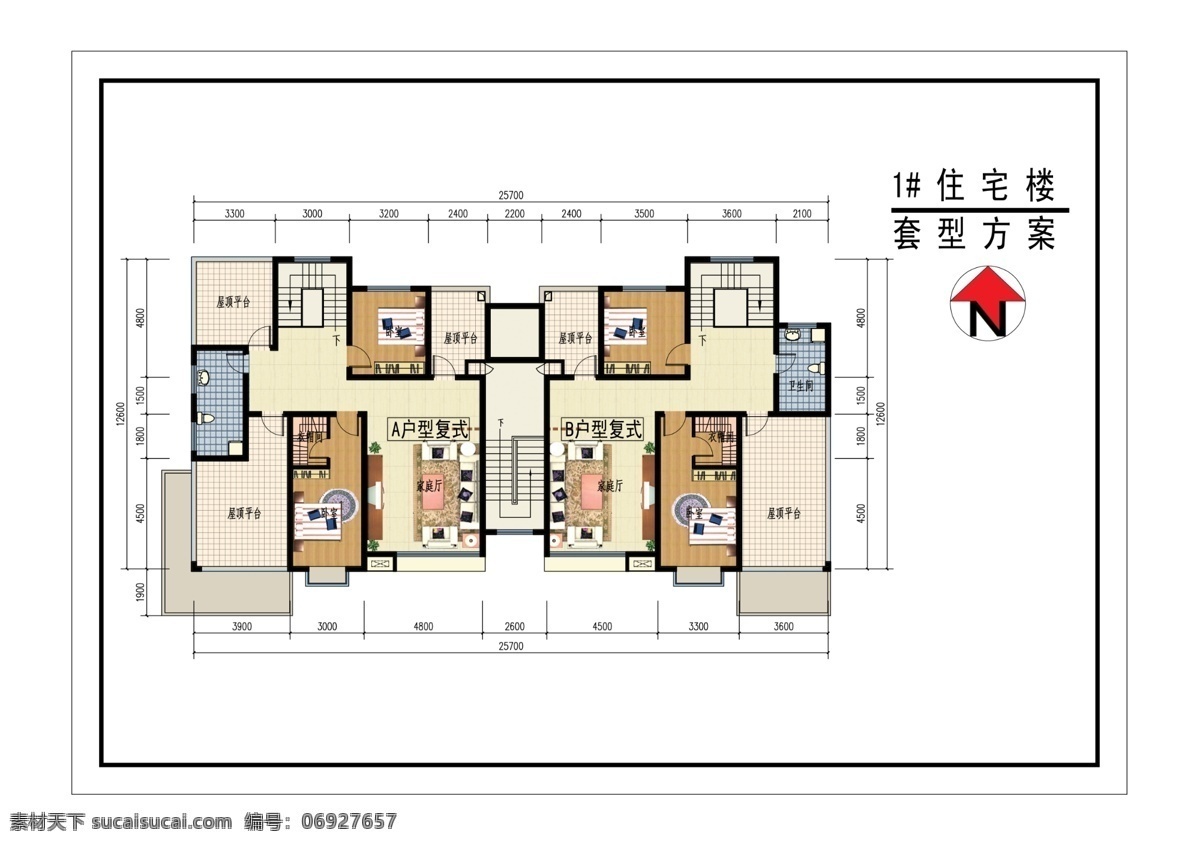 分层 地板 房地产广告 广告设计模板 户型 户型图 家具 源文件 号 上 跃层 图 彩色户型图 面积 家居装饰素材 室内设计