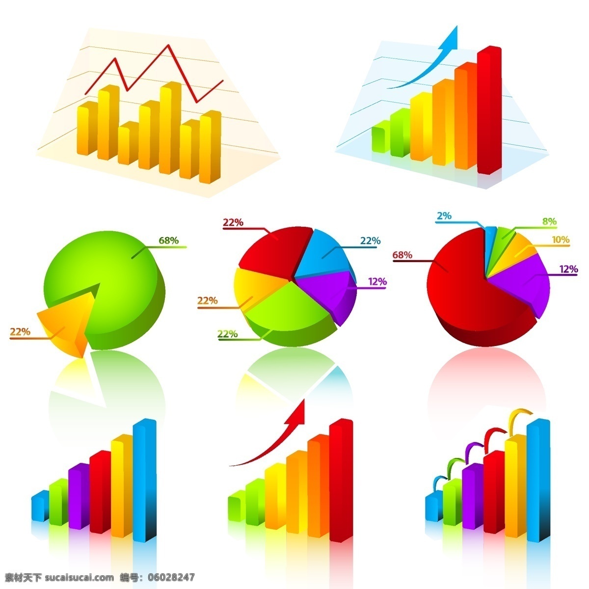 数据统计 主题 矢量 饼图 分析 立体 曲线图 趋势 商业 数据 统计 图表 圆饼 走势 矢量图 其他矢量图