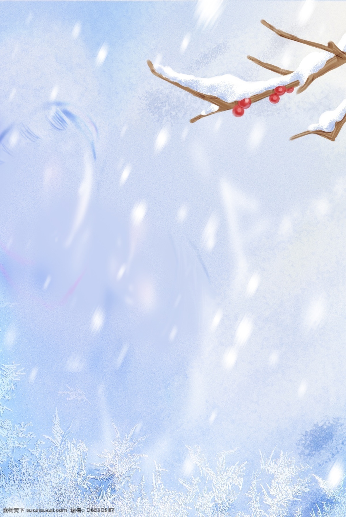 大寒 冬季 节气 分层 banner 二十四节气 冬天 雪花 树枝 农历节气 冬天的树 雪地 创意合成