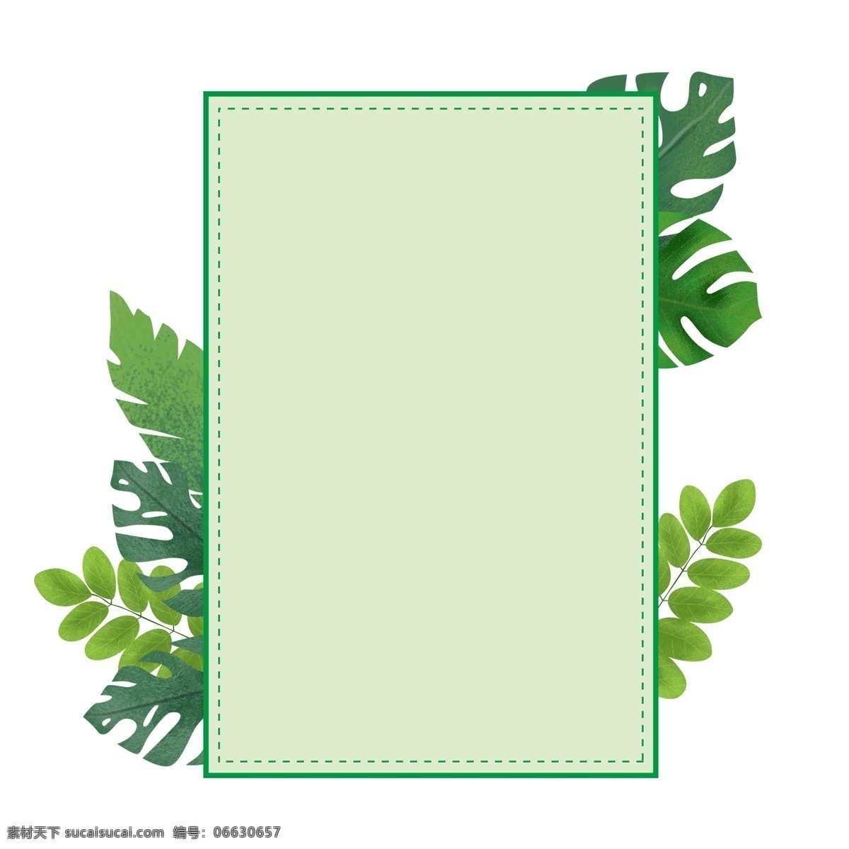矩形 植物 海报 边框 绿色边框 叶子 长方形 几何图形 海报边框 手绘 绿植 春天 绿叶