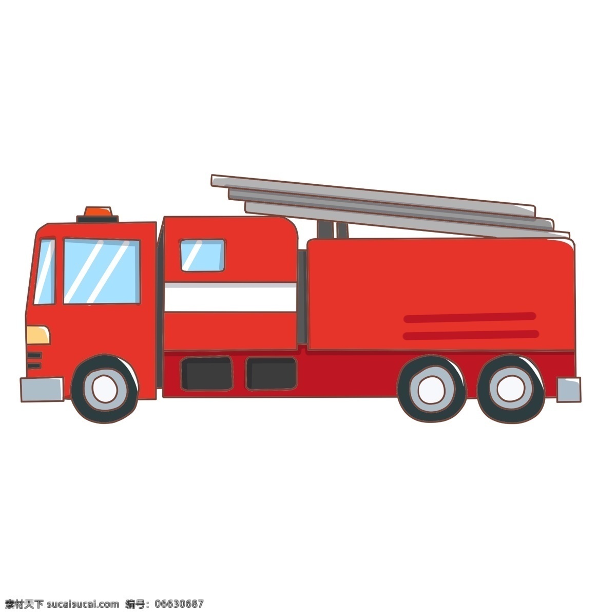 卡通 消防 大 卡车 插画 安全教育 消防安全 消防工具 代步工具 红色的大卡车 大车 警车 火警