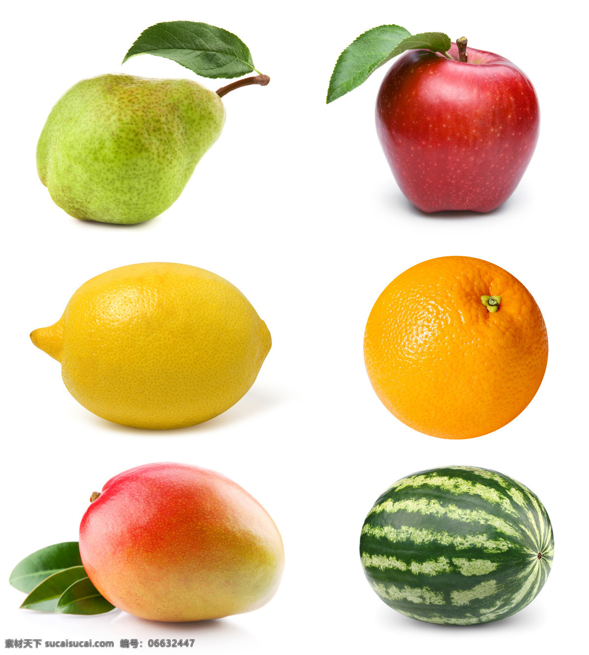 各种 水果 梨 苹果 柠檬 西瓜 橙 芒果 新鲜 新鲜水果 果实 水果摄影 绿叶 水果图片 餐饮美食