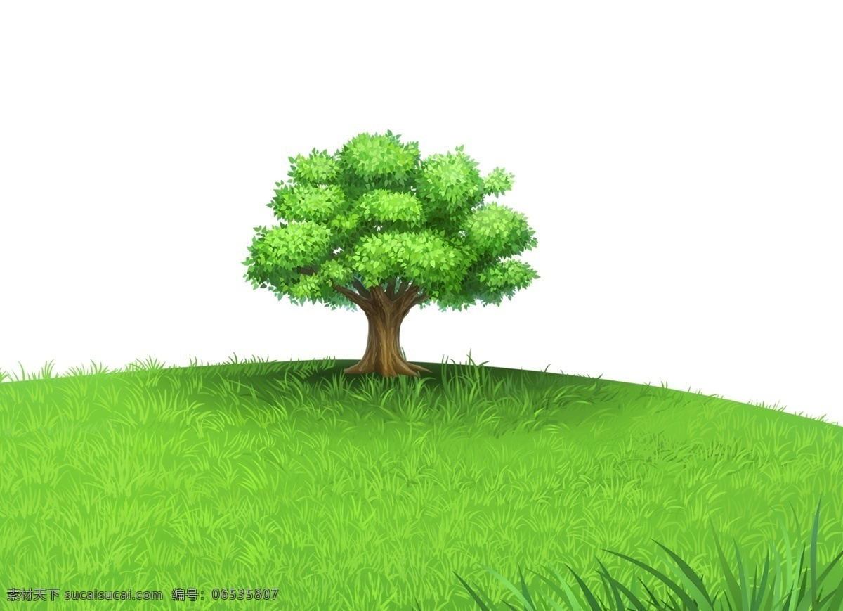 绿色 草坪 大树 植树节 元素 格式 环保 免抠元素 透明元素