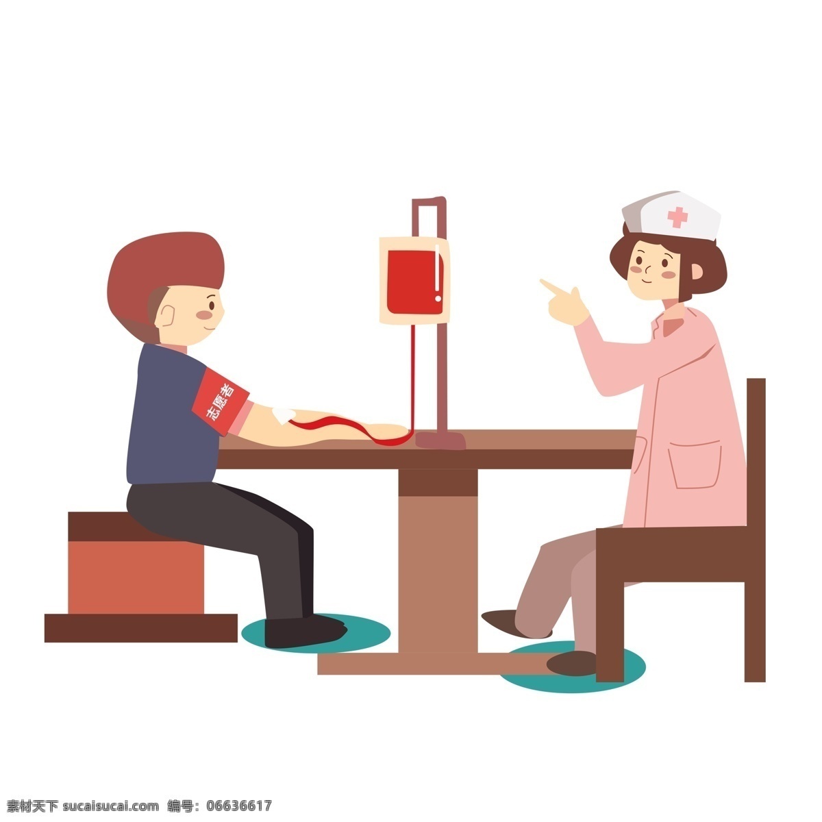 扁平化 献血 场景 商用 元素 卡通 简约 护士 插画 志愿者 人物设计