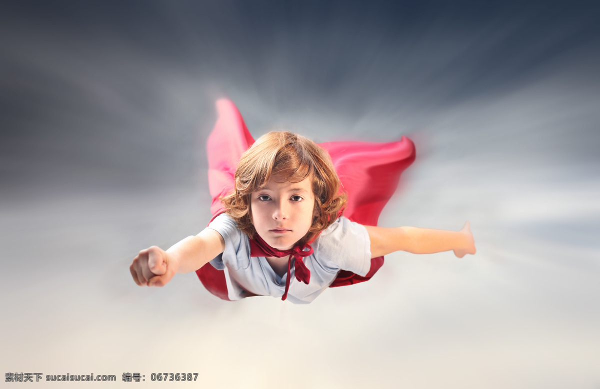 飞翔 儿童 超人 超人英雄人物 儿童超人 小男孩 外国儿童 披风 生活人物 人物图片