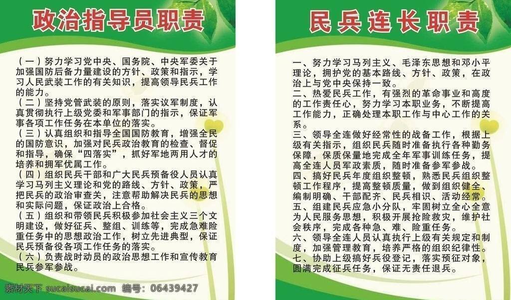 政治指导员 职责 展板模板 民兵连长职责 村建设使用 矢量 其他展板设计
