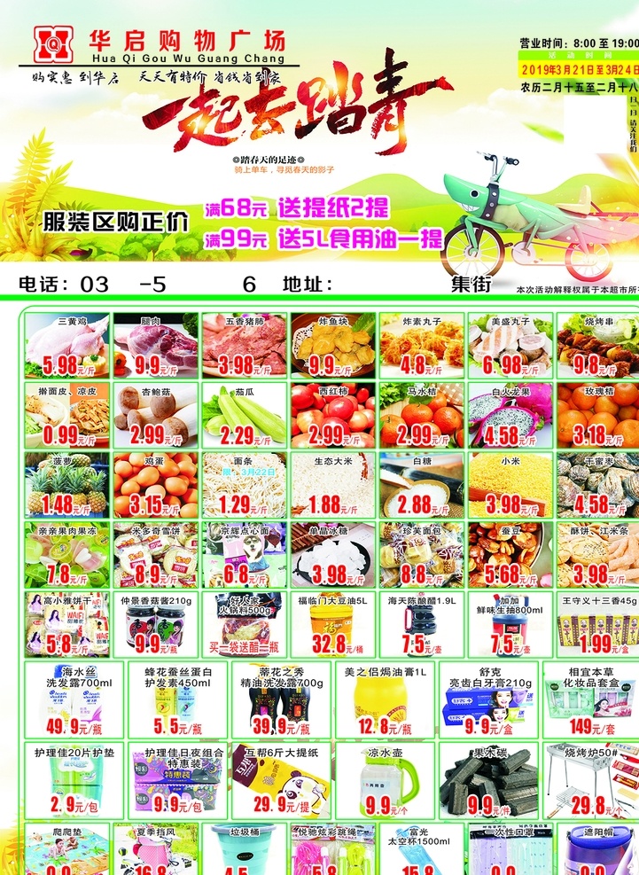 踏青超市单页 踏青单页 超市单面 超市活动 踏青彩页 超市彩页