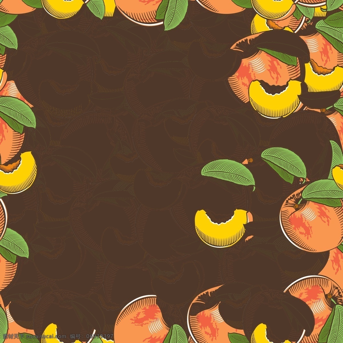 彩绘 桃子 无缝 背景图片 水果 无缝背景 矢量图 格式 矢量 高清图片