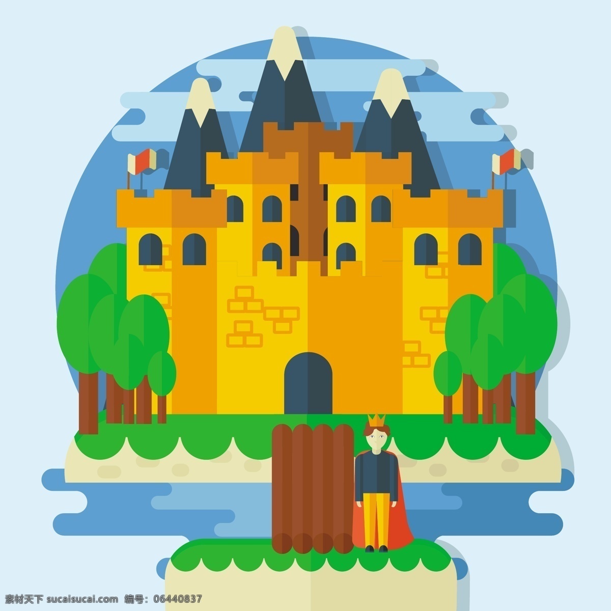 中世纪 城堡 王子 背景 美丽 性格 花园 皇家 创意 平面设计 魔术 童话 插图 浪漫 骑士 幻想 宫殿 想象力 王国 想象