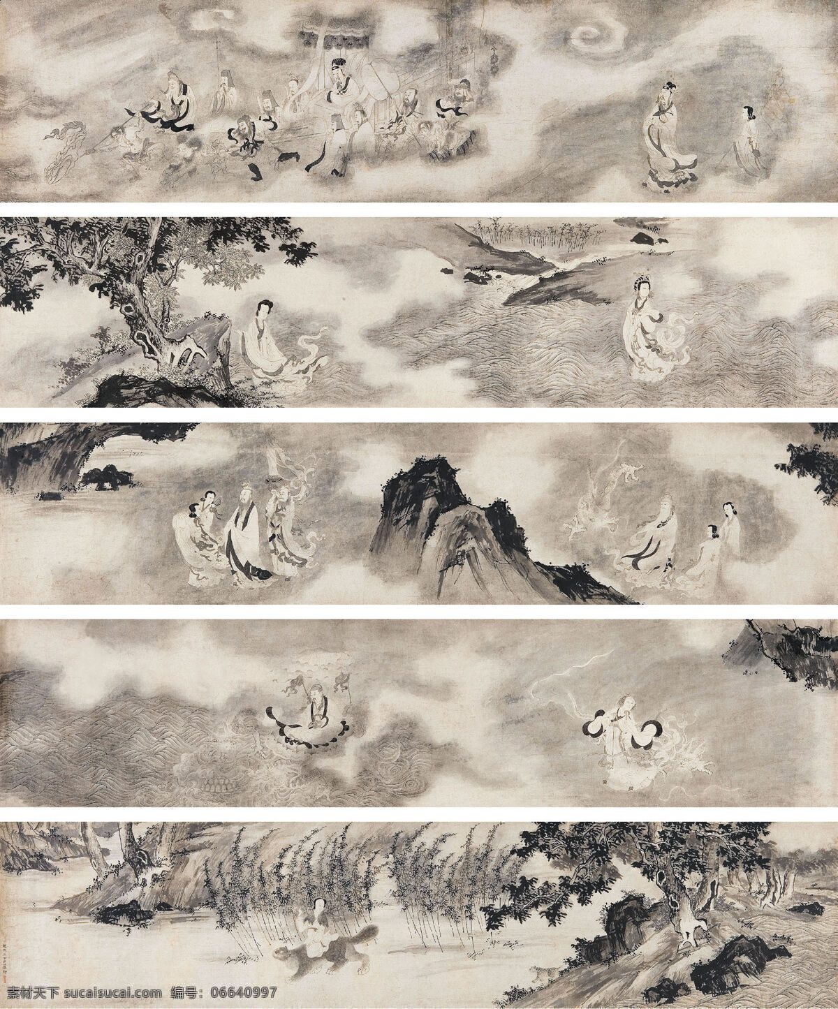 九歌图 李公麟 国画 线描 白描 人物 文化艺术 绘画书法 设计图库