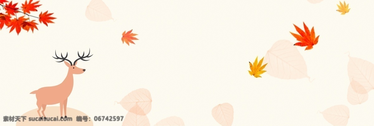 简约 红色 枫叶 秋季 麋鹿 服装 海报 背景 红色枫叶 服装海报 秋天背景 秋季上新 秋季促销 秋季海报 秋季新品