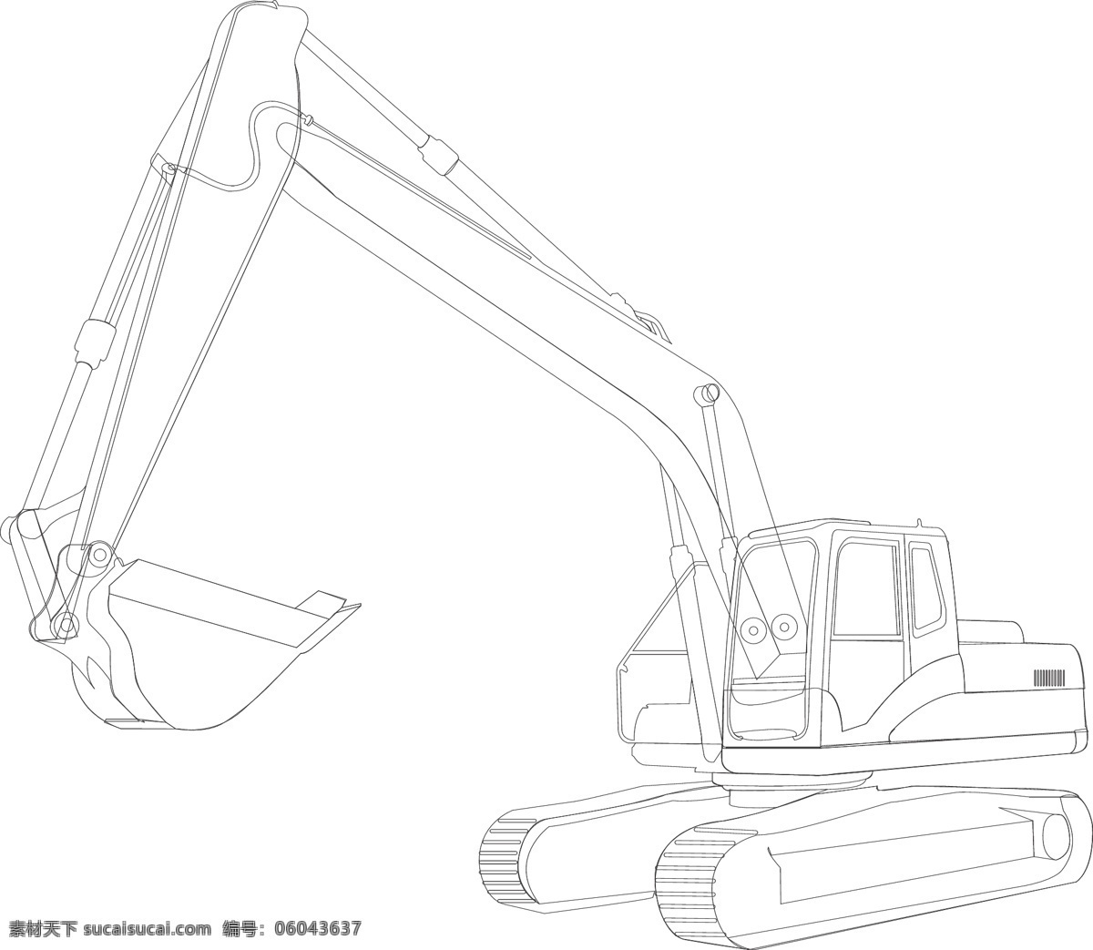 挖掘机线稿 挖掘机 线稿 矢量