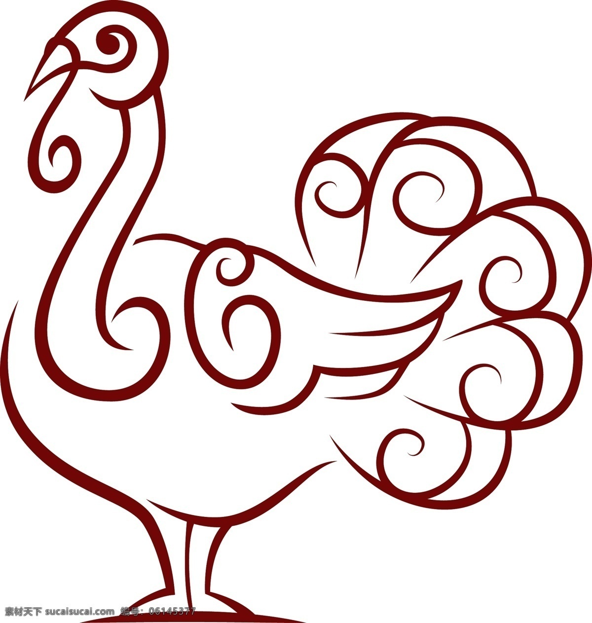 手绘火鸡矢量 复活节 节日 动物 矢量图 ai格式 白色