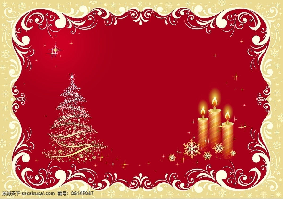 圣诞树 蜡烛灯系背景 背景壁纸 庆典和聚会 圣诞花和漩涡 节假日 季节性 装饰装潢 模板和模型