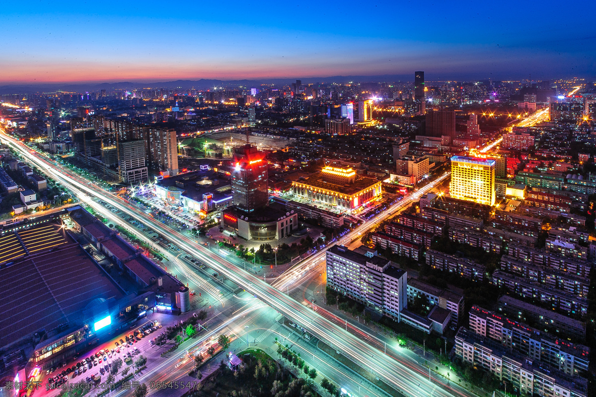 石家庄夜景 石家庄 夜景 暮色 街灯 街道 建筑摄影 建筑园林