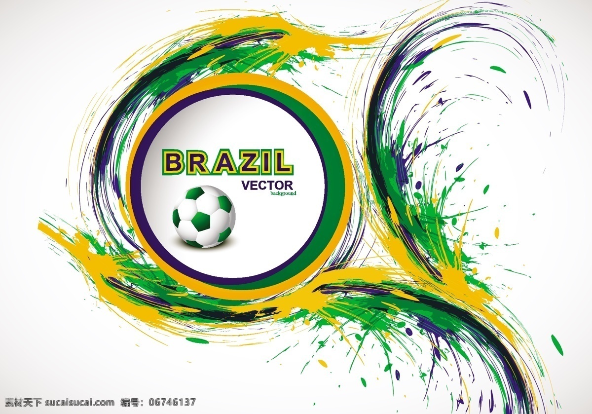 巴西 国旗 颜色 足球 飞溅 圆形 背景 水彩 体育 活动 横幅 壁纸 卡片 艺术品 中风