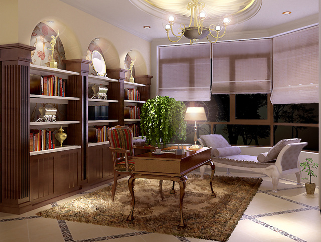 室内 书房 3d模型 沙发 室内设计 书房模型 桌椅组合 3d模型素材 室内装饰模型