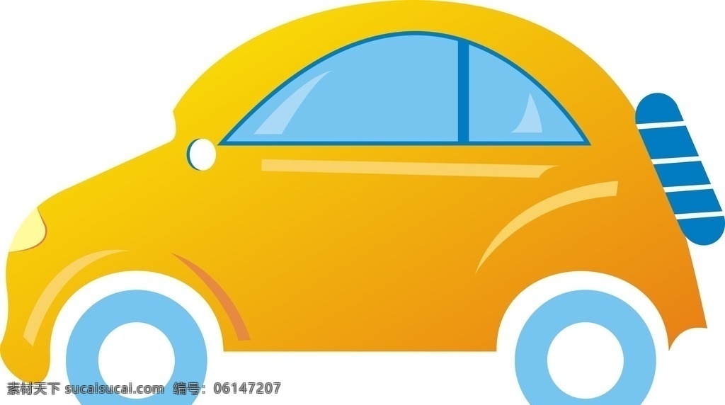 卡通小汽车 卡通 矢量图 小汽车 黄色 简笔画 汽车 车轮 标志图标 其他图标