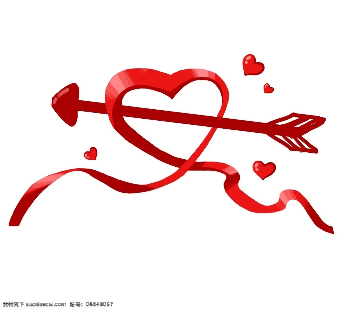 一箭 穿 心 卡通 插画 一箭穿心 红色的爱心 红色的箭头 桃心 爱心插画 红色爱心 桃心插画 红色丝带