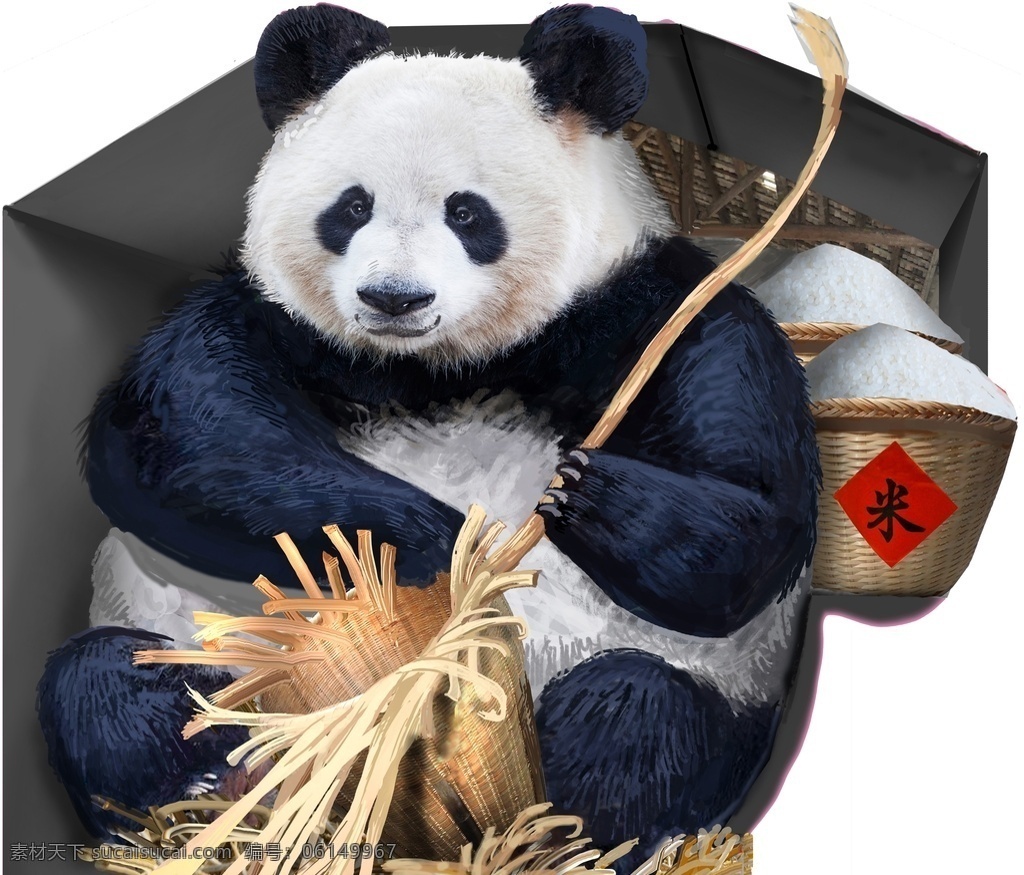 3d 画 熊猫 米 动物 3d画 国宝 文化艺术 绘画书法