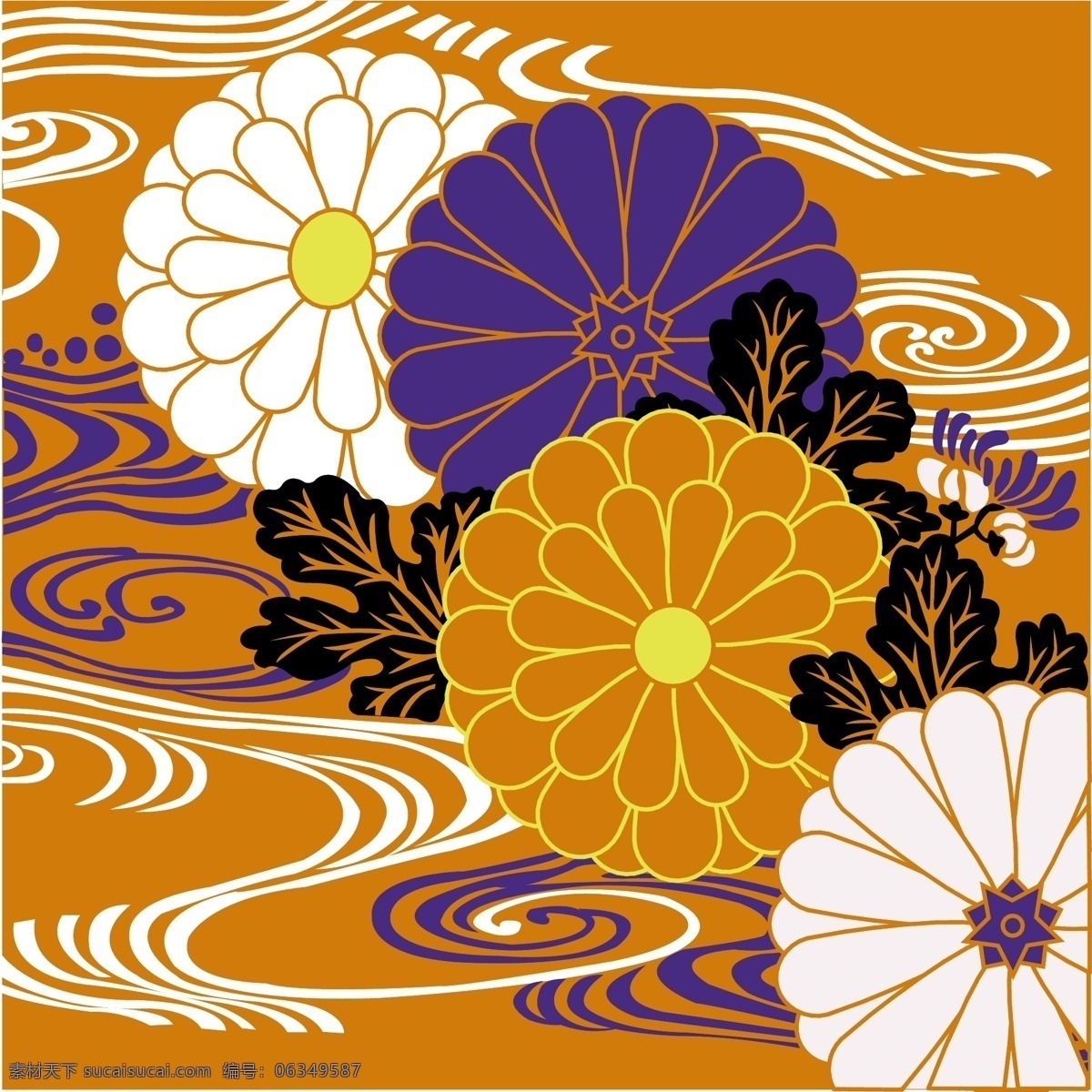 日本 传统 图案 模板 设计稿 素材元素 源文件 花卉植物 矢量图