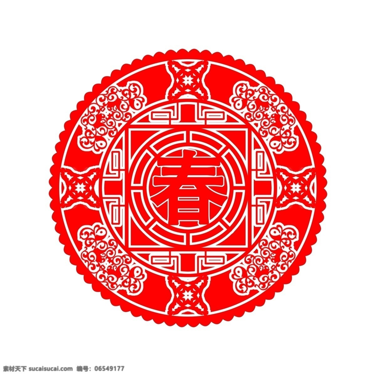 中国 风 元素 红色 创意 春 字 圆形 剪纸 窗花 中国风 花纹 创意春 背景