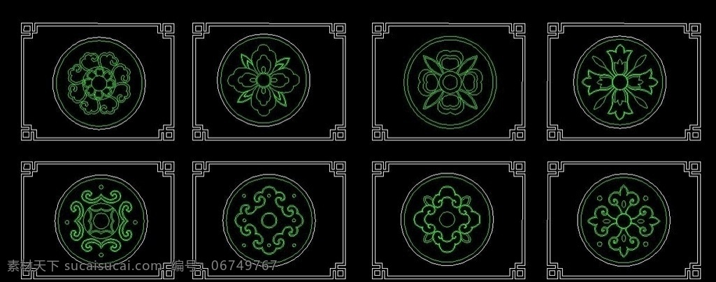 花 雕花 窗花 屏风 花卉 雕刻 线稿 cad dwg