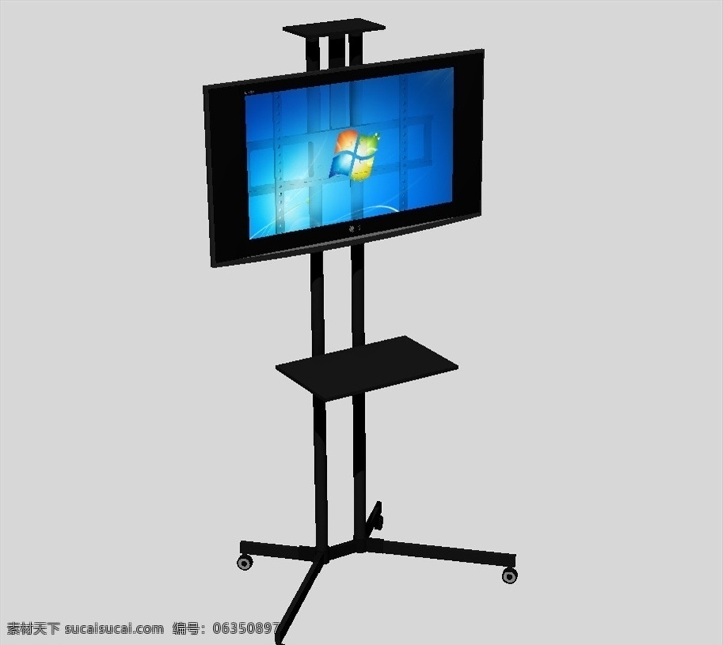 移动 电视机 3d 模型 可移动 支架 黑 架子 3d设计 max