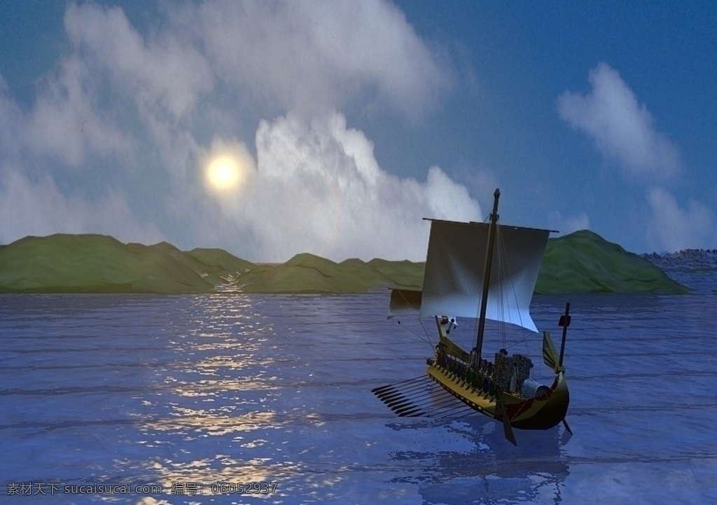 海面 龙舟 风景 动画 max9 3d max 模型 带贴图 水 舟 太阳 共享资源 3d动画 其他模型 3d设计模型 源文件