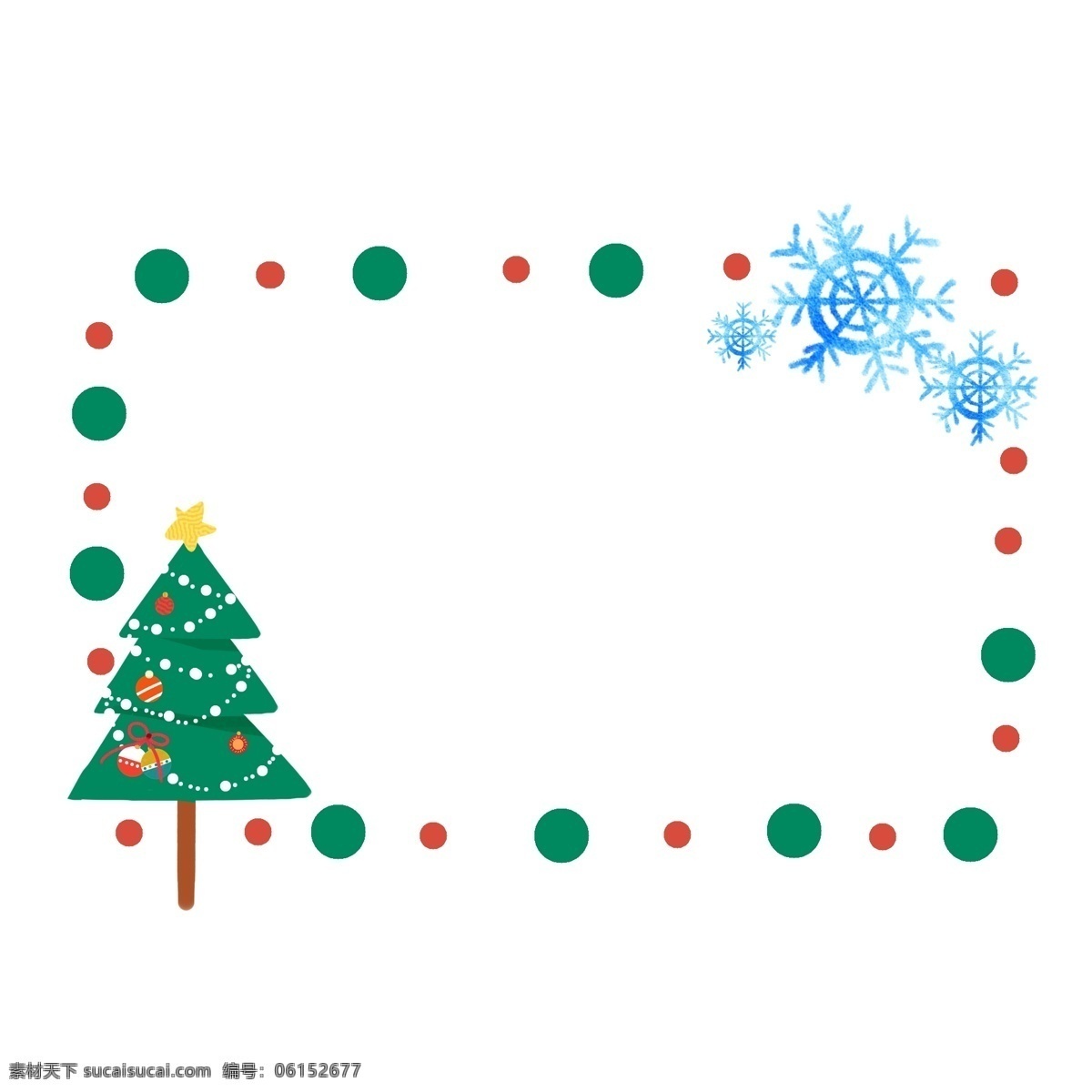 卡通 绿色 圣诞树 边框 绿色圣诞树 绿色树木 装饰 绿色圆点边框 蓝色雪花边框 圣诞节边框