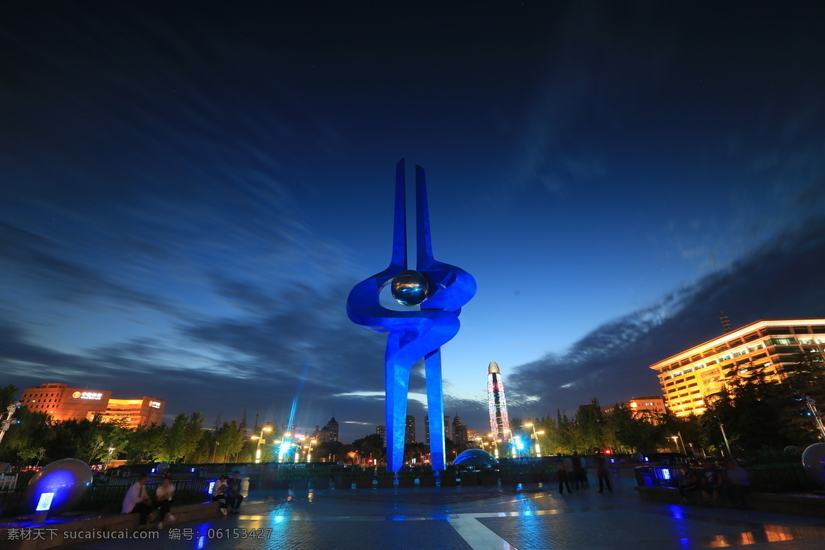 泉城广场 济南 夜景 雕塑 泉标 旅游摄影 国内旅游