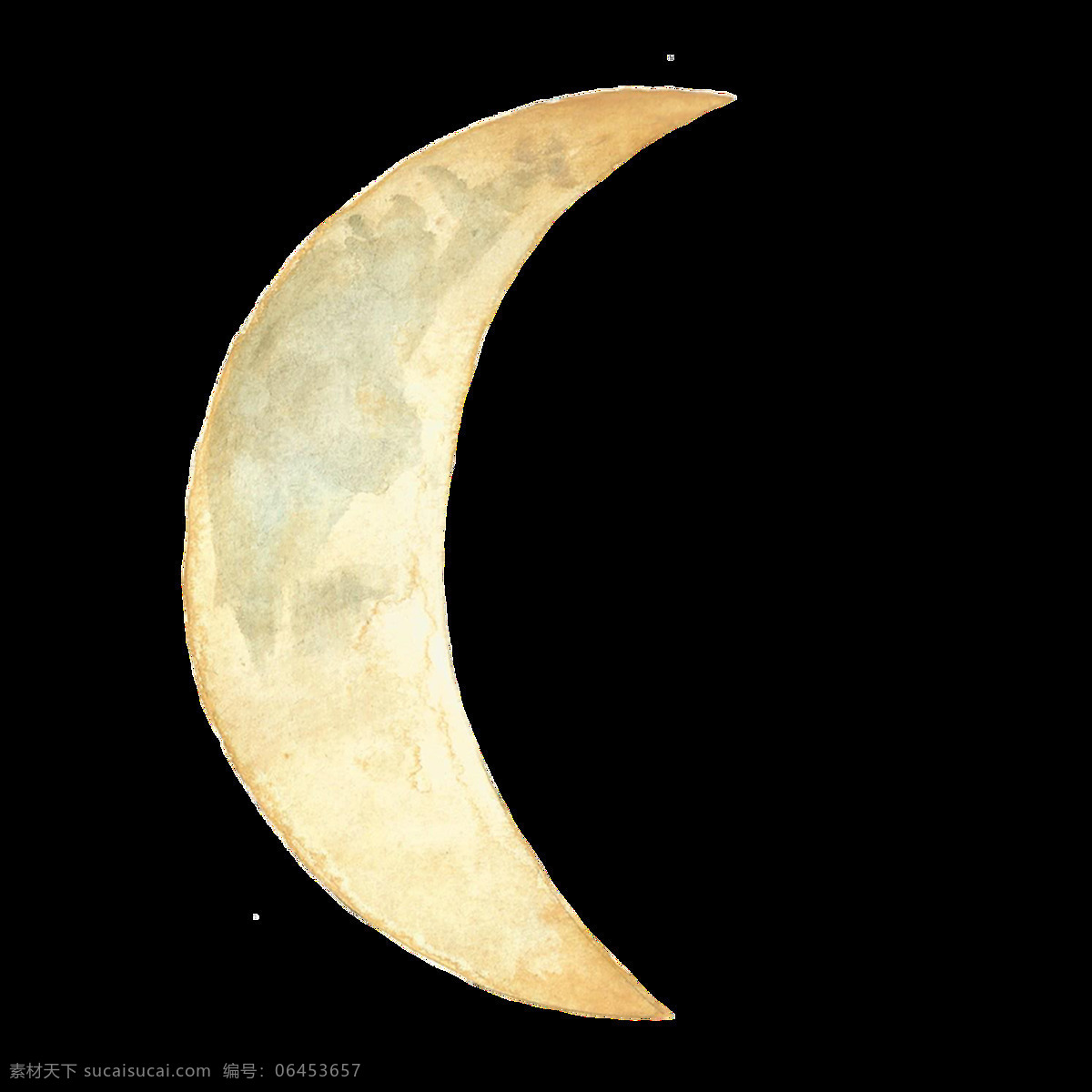 手绘 发光 月亮 透明 嫦娥 黄色 免扣素材 水彩 透明素材 夜晚 月牙 装饰图案