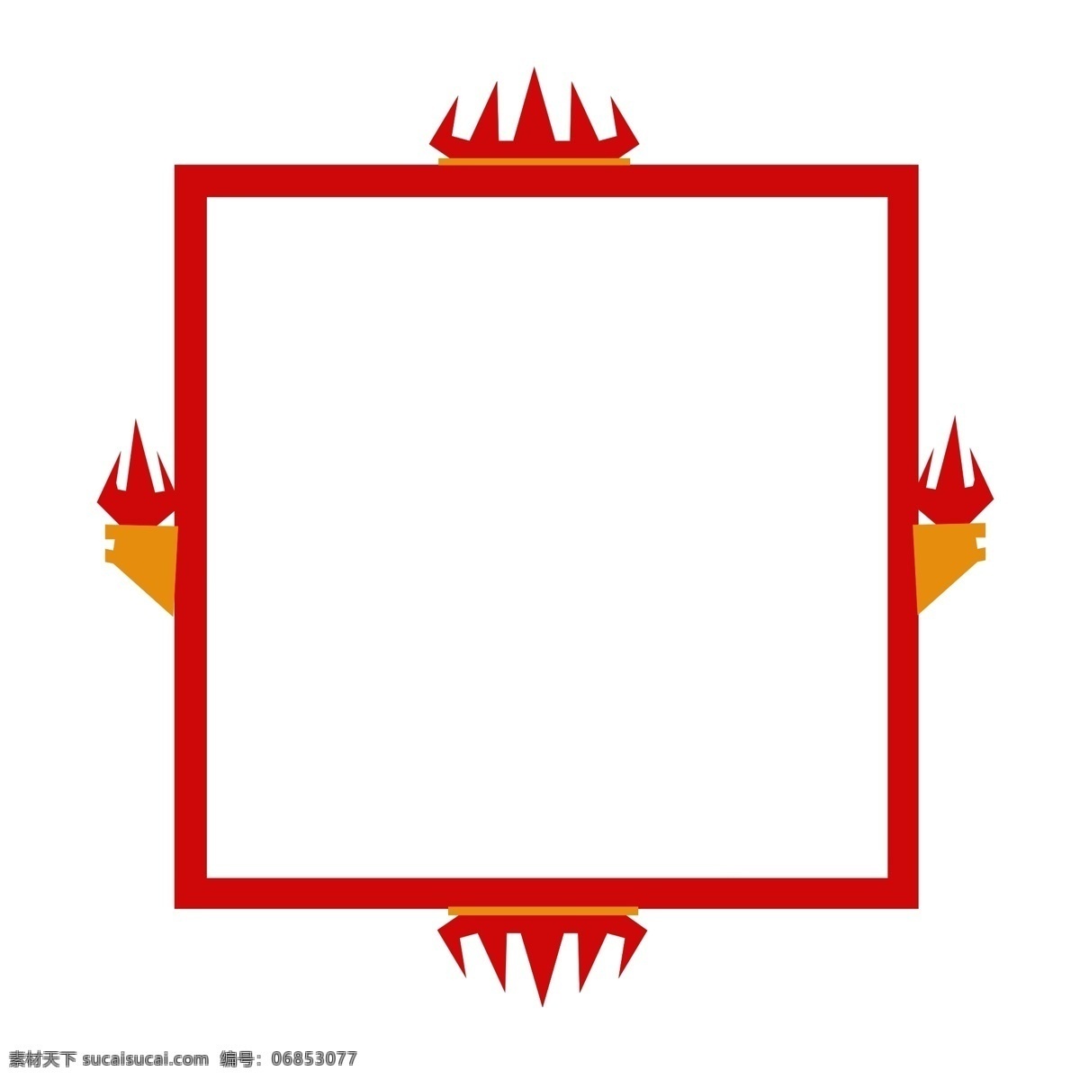 简约 大气 红色 火焰 边框 元素 中国风 方形 简约风 火效果 效果边框