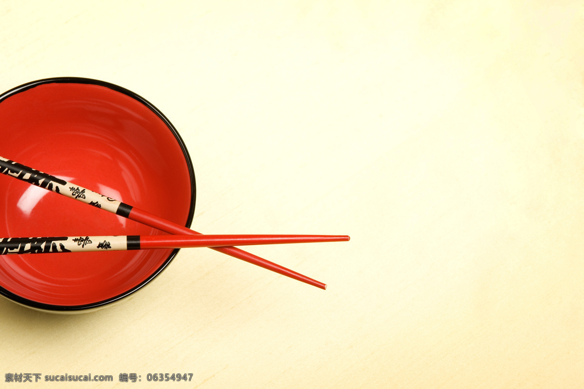 红色 筷子 碗 红色的 餐饮美食 生活用品 中华美食