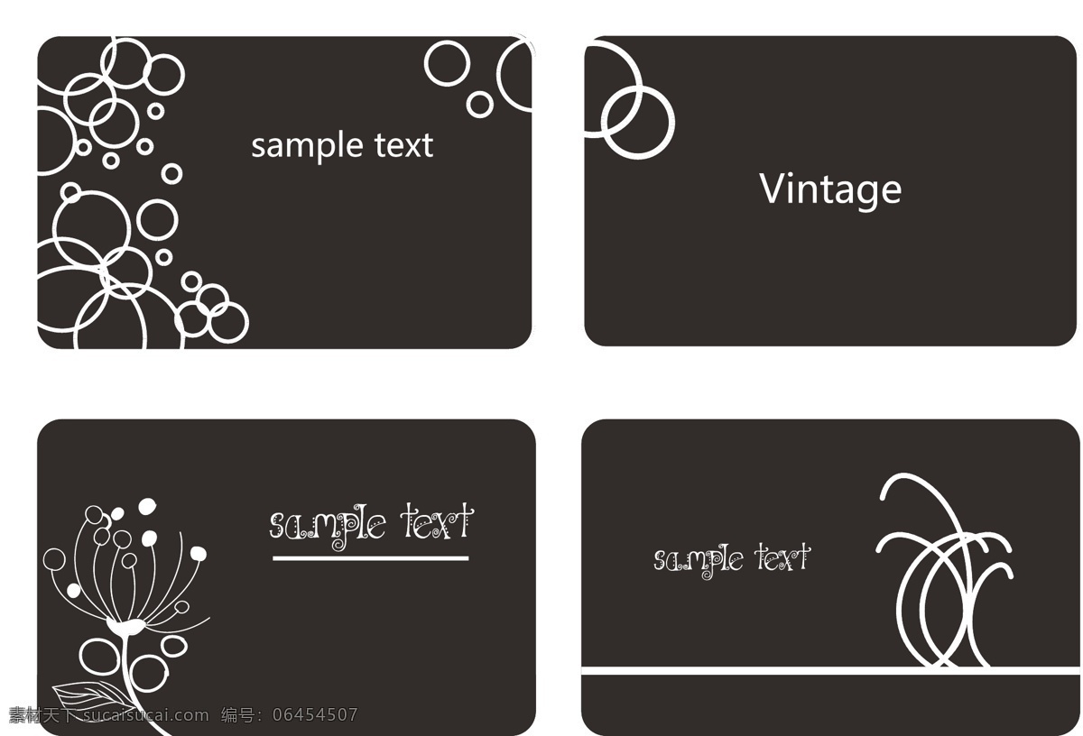黑色 风格 卡片 花纹 矢量图 圆圈 名片卡 其他名片