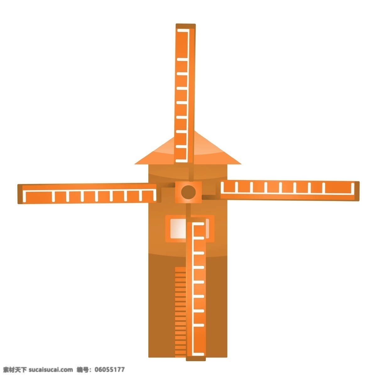 橙色 风车 环保 插画 橙色的风车 卡通插画 风车插画 风车环保 风力发电 木纹的风车