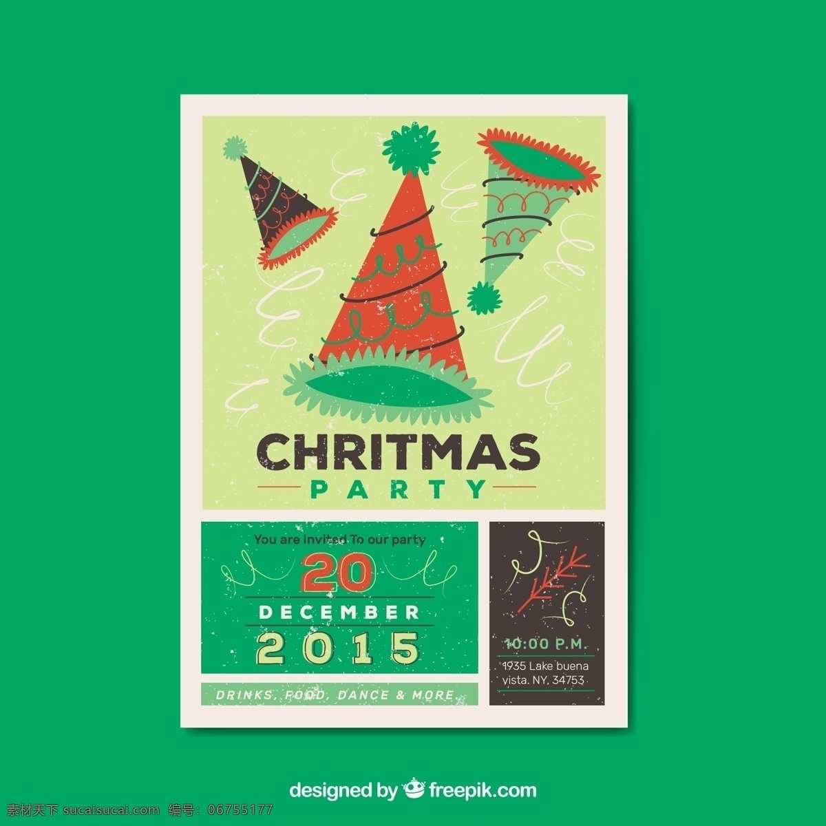 手绘 圣诞 晚会 海报 圣诞节 传单 方 一方面 圣诞快乐 冬天 快乐 庆祝 节日 节日快乐 方方的海报 圣诞晚会 吸引 季节 绿色