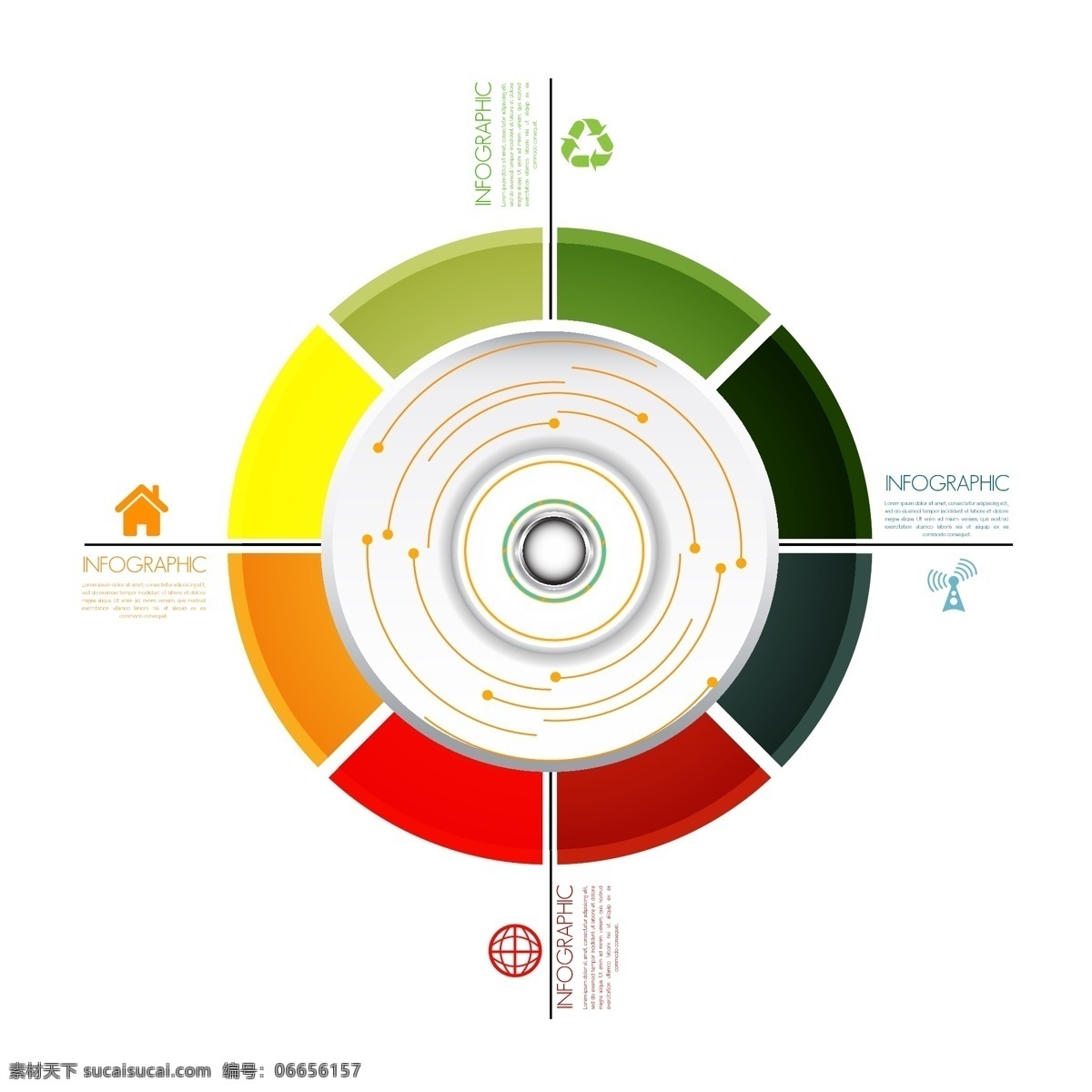 彩色圆环图表 彩色 圆环 目录设计 立体图表 图表 图表设计 办公学习 生活百科 矢量素材 白色