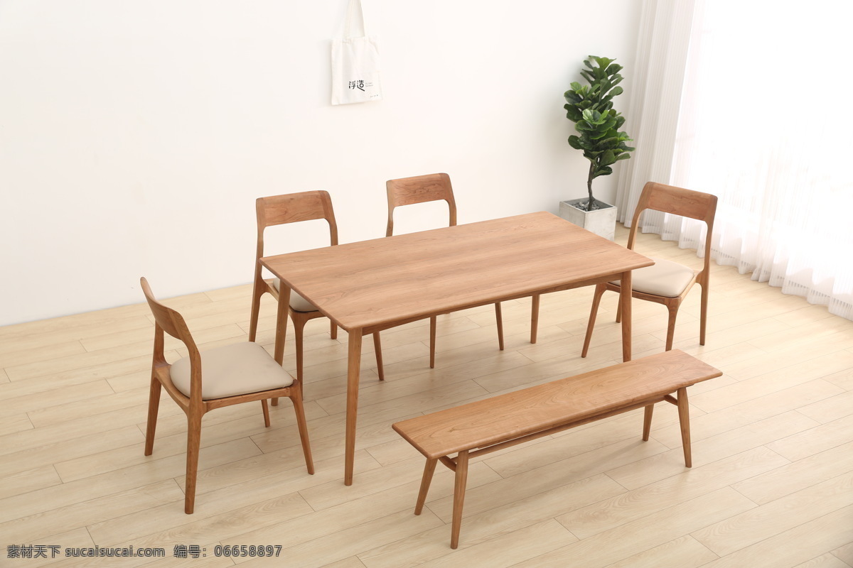 实木餐桌组合 餐桌组合 餐厅 北欧家具 实木家具 餐桌 餐椅 长凳 简约家具 照片素材 生活百科 生活素材