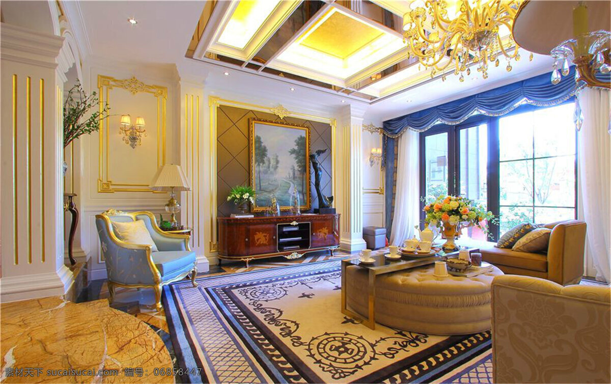 欧式 客厅 古典 效果图 大厅 金色 豪华设计 家装 装修 工装 别墅 软装 室内 家居设计 室内设计 现代简约